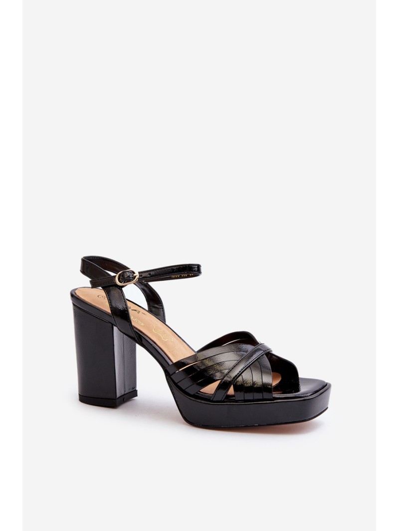 Black Women's Patent Sandals with Stiletto Heel D&A MR38-668