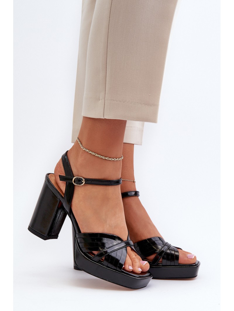 Black Women's Patent Sandals with Stiletto Heel D&A MR38-668
