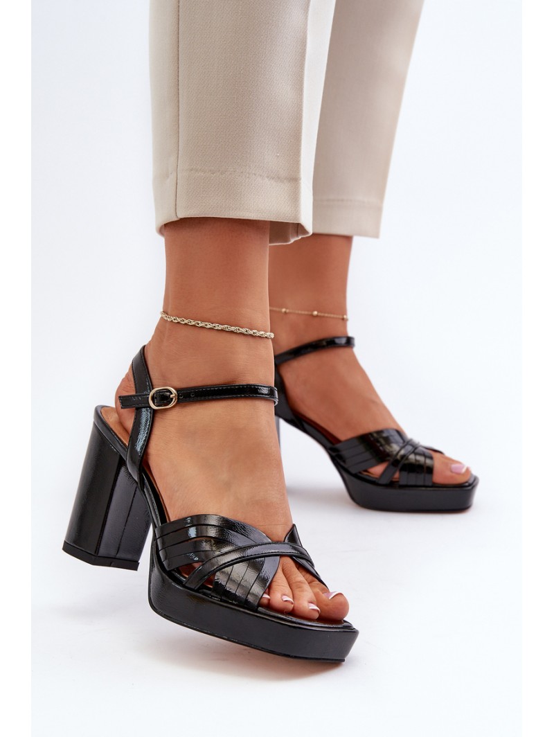 Black Women's Patent Sandals with Stiletto Heel D&A MR38-668