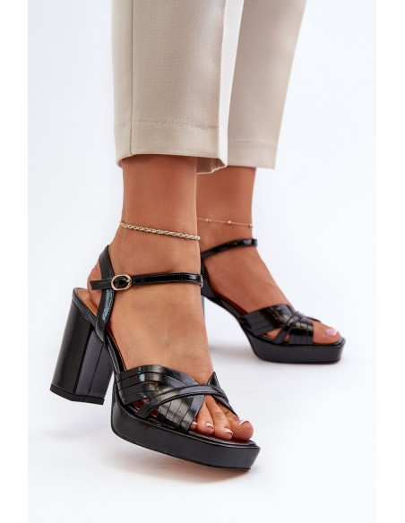 Black Women's Patent Sandals with Stiletto Heel D&A MR38-668