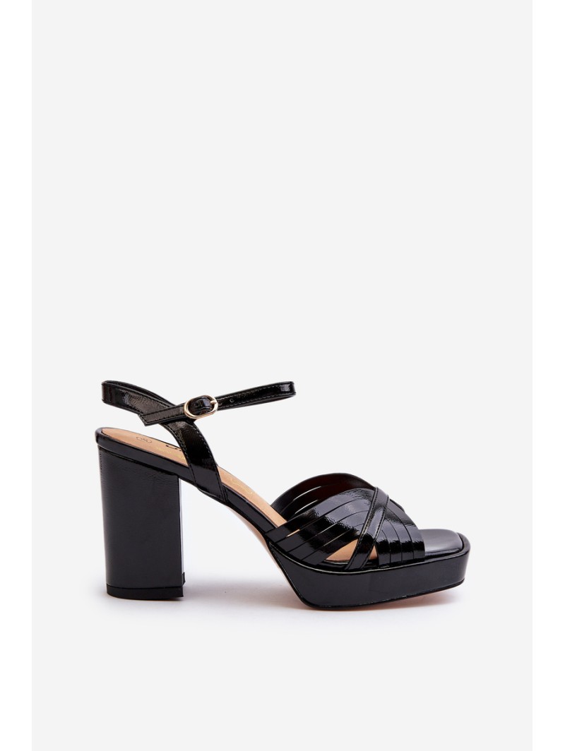 Black Women's Patent Sandals with Stiletto Heel D&A MR38-668
