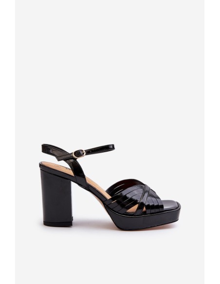 Black Women's Patent Sandals with Stiletto Heel D&A MR38-668