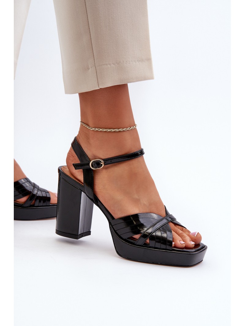 Black Women's Patent Sandals with Stiletto Heel D&A MR38-668