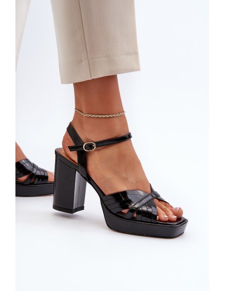 Black Women's Patent Sandals with Stiletto Heel D&A MR38-668
