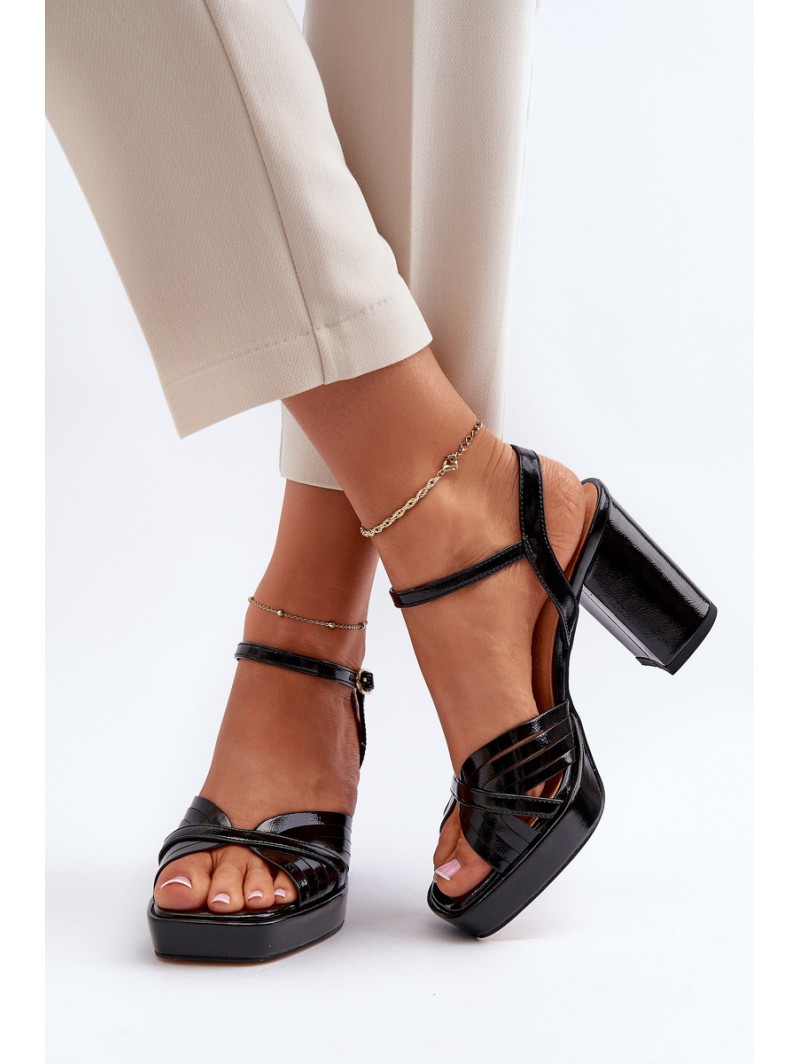 Black Women's Patent Sandals with Stiletto Heel D&A MR38-668