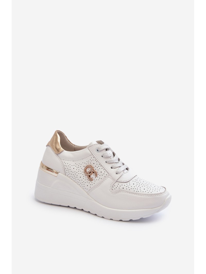 Women's Leather Wedge Sneakers White D&A LR810