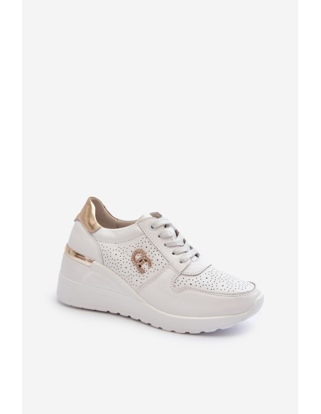 Women's Leather Wedge Sneakers White D&A LR810