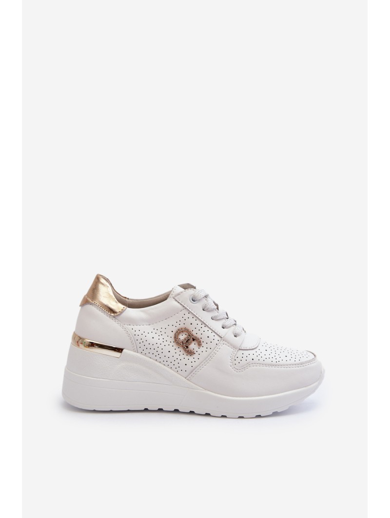 Women's Leather Wedge Sneakers White D&A LR810