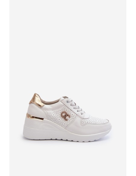Women's Leather Wedge Sneakers White D&A LR810