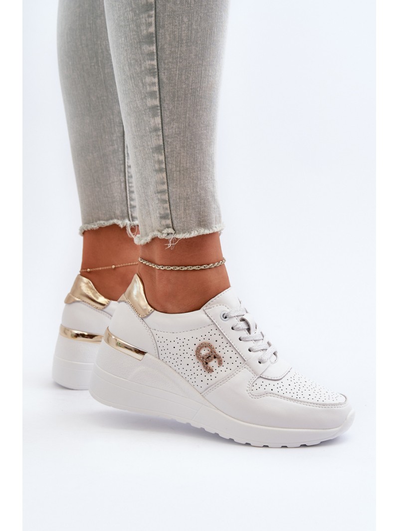 Women's Leather Wedge Sneakers White D&A LR810