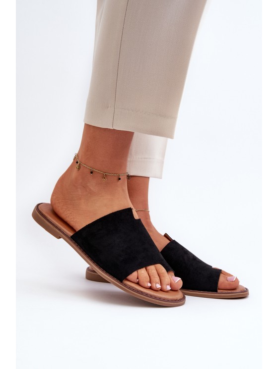 Women's Suede Flip-Flop Sandals Black Amite