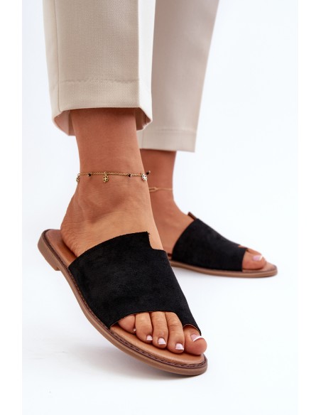 Women's Suede Flip-Flop Sandals Black Amite