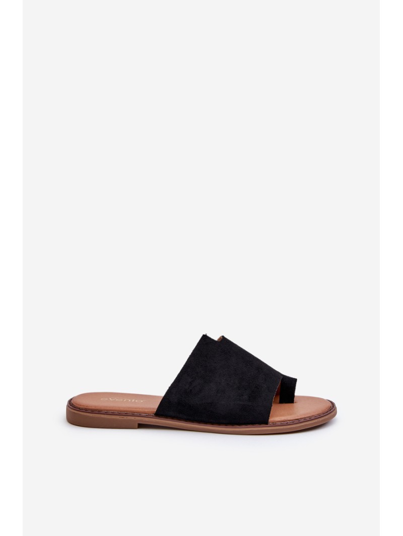 Women's Suede Flip-Flop Sandals Black Amite