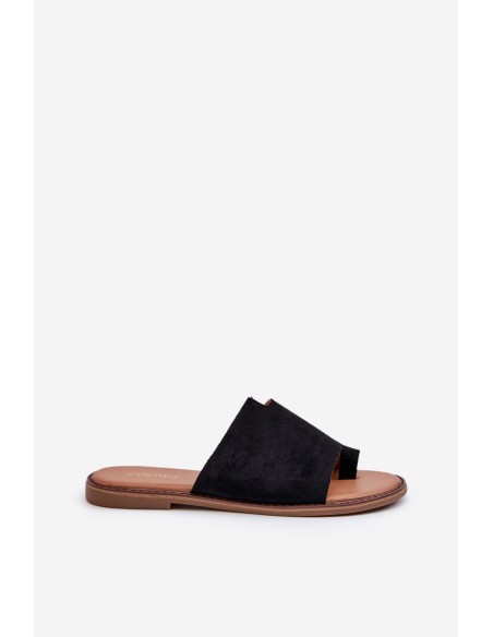 Women's Suede Flip-Flop Sandals Black Amite