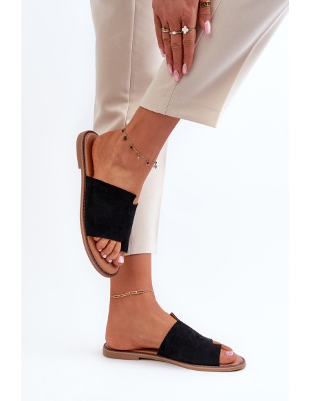 Women's Suede Flip-Flop Sandals Black Amite
