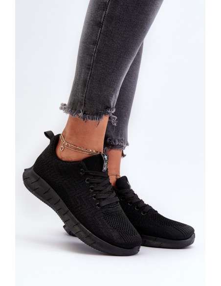 Black Women's Fabric Sports Shoes Kephope