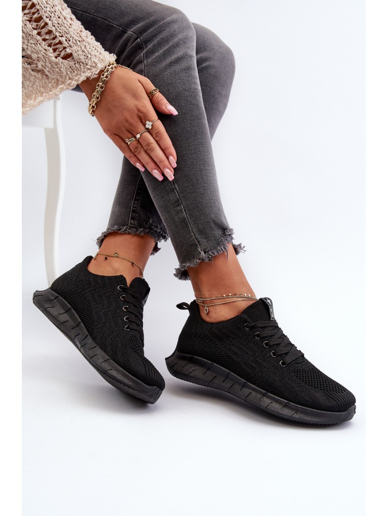 Black Women's Fabric Sports Shoes Kephope
