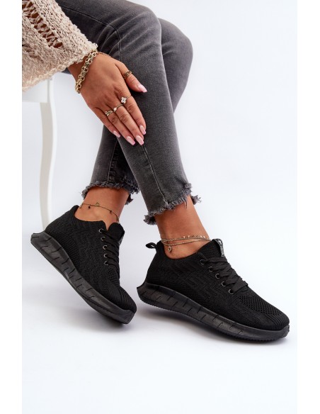 Black Women's Fabric Sports Shoes Kephope