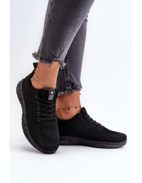 Black Women's Fabric Sports Shoes Kephope