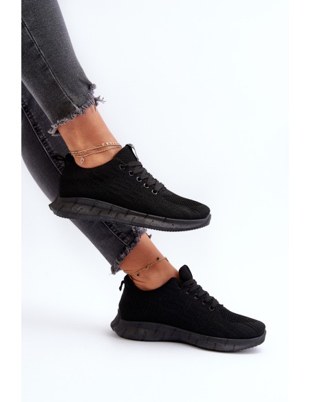 Black Women's Fabric Sports Shoes Kephope