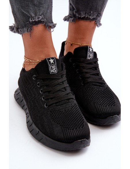 Black Women's Fabric Sports Shoes Kephope