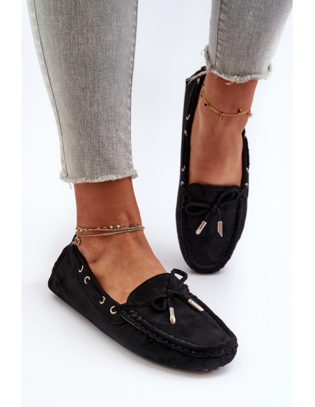 Moteriški mokasinai iš Eco Suede Black Anemilda