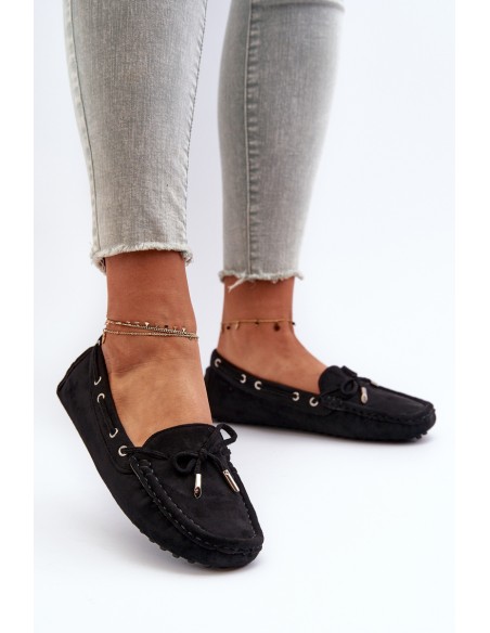 Moteriški mokasinai iš Eco Suede Black Anemilda