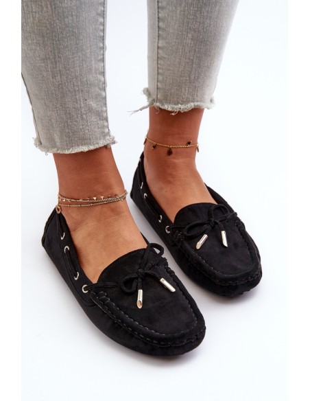 Moteriški mokasinai iš Eco Suede Black Anemilda