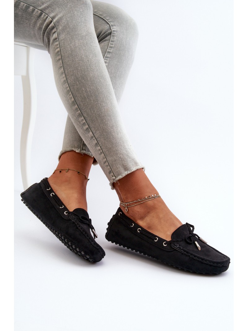 Moteriški mokasinai iš Eco Suede Black Anemilda