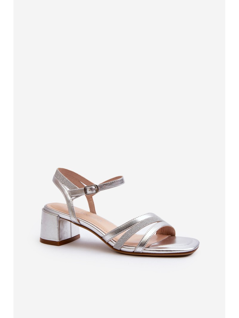 Women's Low Heel Sandals in Synthetic Leather Sergio Leone SK046 Silver