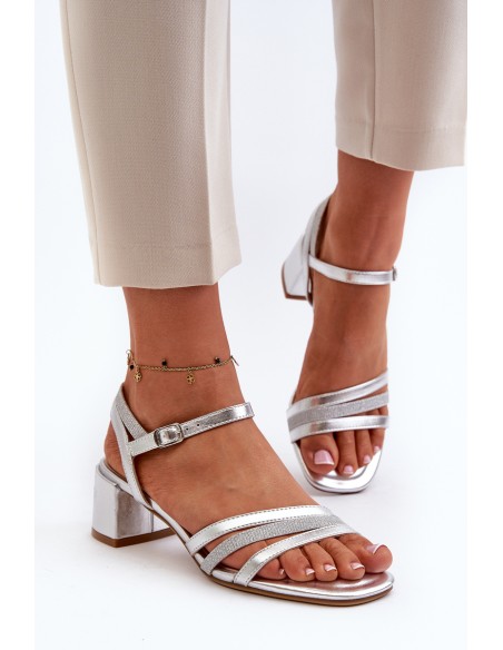 Women's Low Heel Sandals in Synthetic Leather Sergio Leone SK046 Silver
