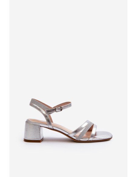 Women's Low Heel Sandals in Synthetic Leather Sergio Leone SK046 Silver
