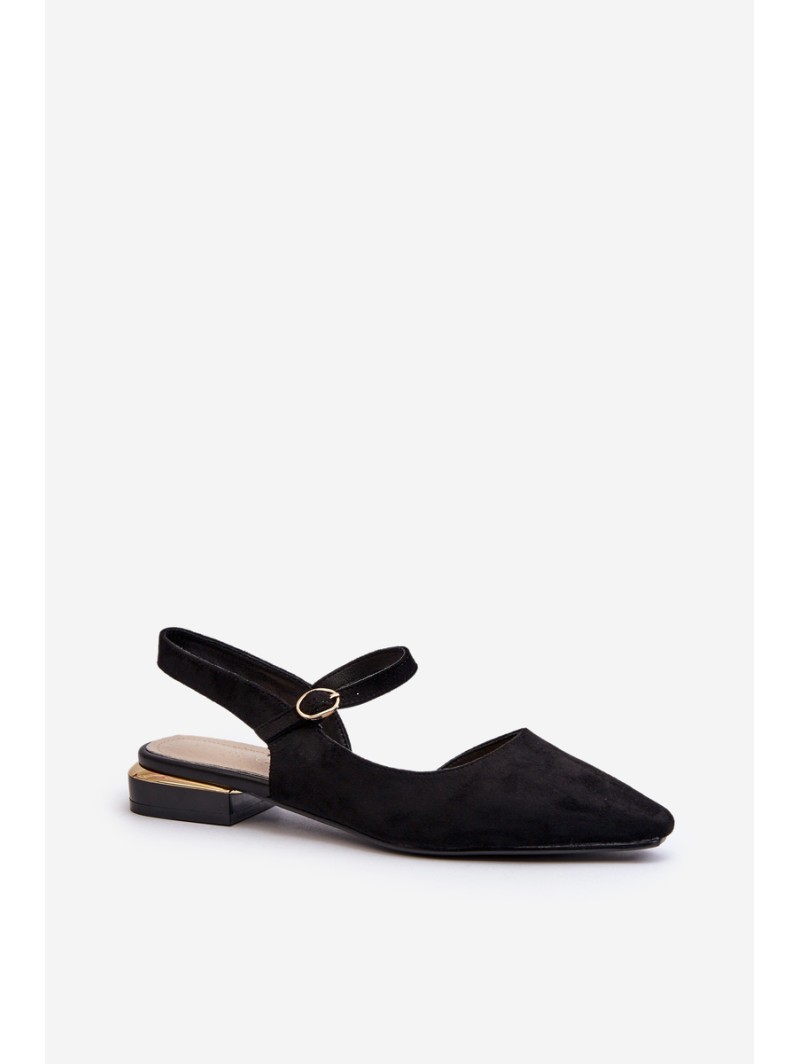 Women's ballet flats with low heel and open back Sergio Leone SK831 Black