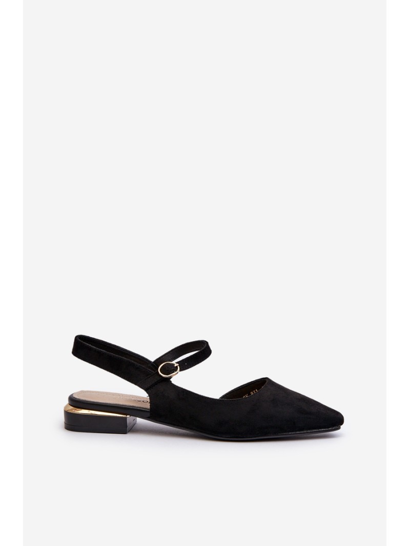 Women's ballet flats with low heel and open back Sergio Leone SK831 Black