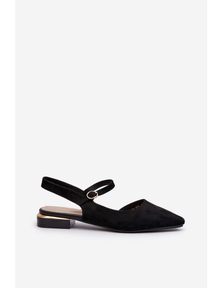 Women's ballet flats with low heel and open back Sergio Leone SK831 Black