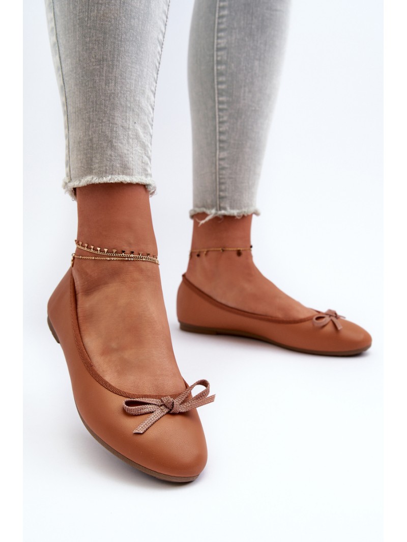 Ballerinas Eco Leather With Bow Camel Sandal