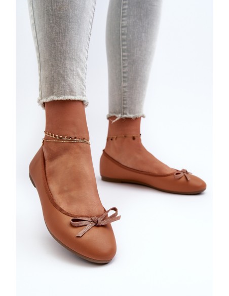 Ballerinas Eco Leather With Bow Camel Sandal