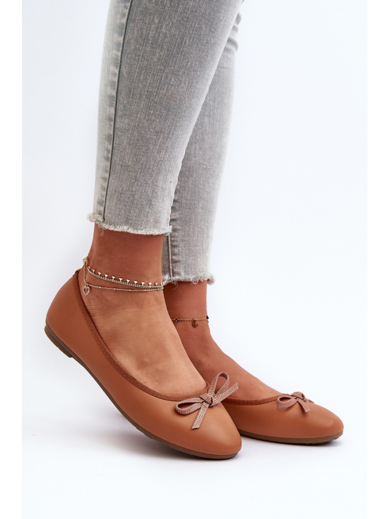 Ballerinas Eco Leather With Bow Camel Sandal