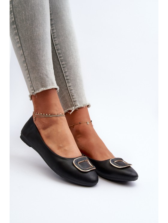 Black Eco Leather Ballerinas with Decoration Enicoria 2