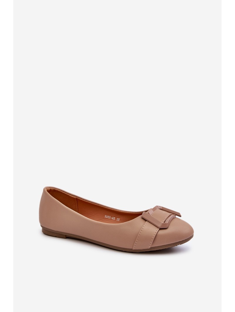 Ballerinas With Strap And Ornament Eco Leather Dark Beige Cadwenla