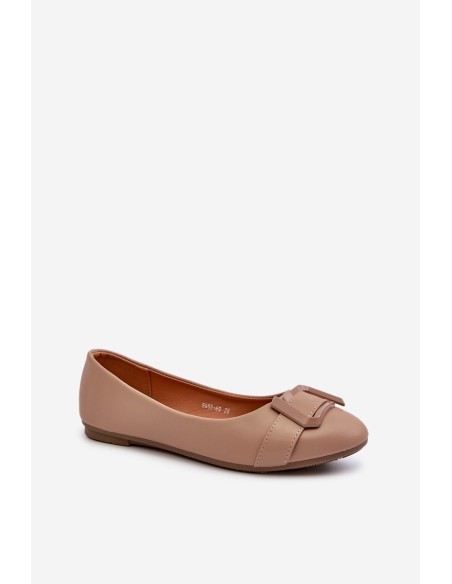 Ballerinas With Strap And Ornament Eco Leather Dark Beige Cadwenla