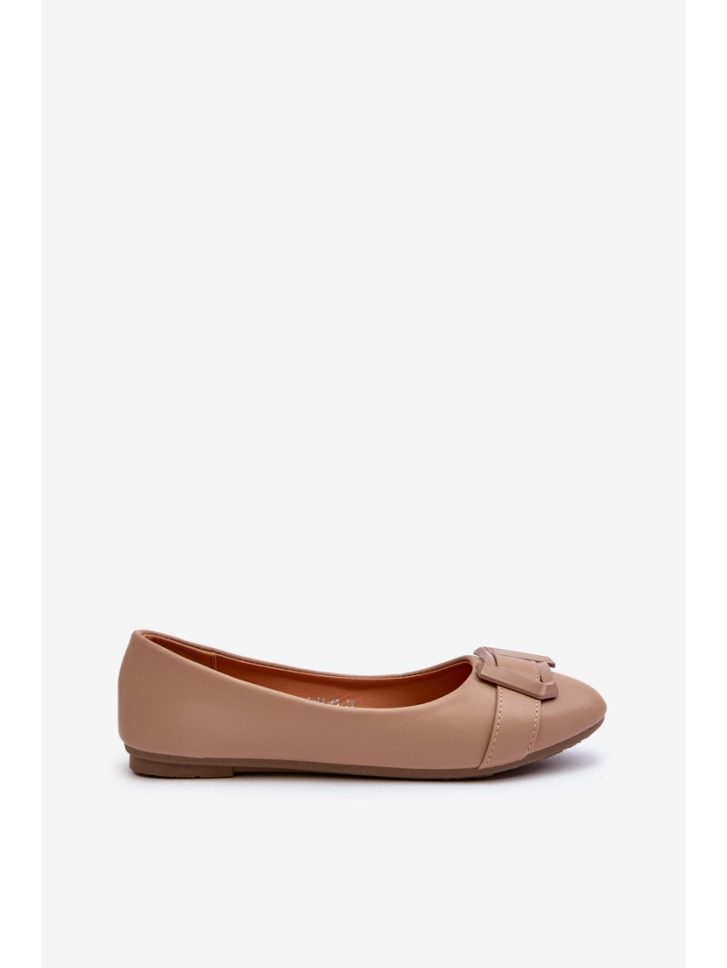 Ballerinas With Strap And Ornament Eco Leather Dark Beige Cadwenla