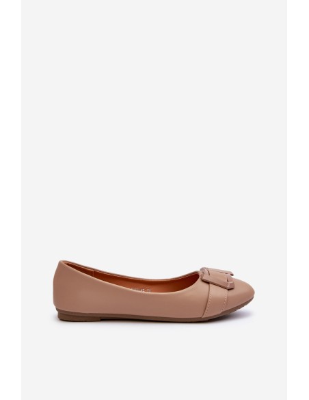 Ballerinas With Strap And Ornament Eco Leather Dark Beige Cadwenla