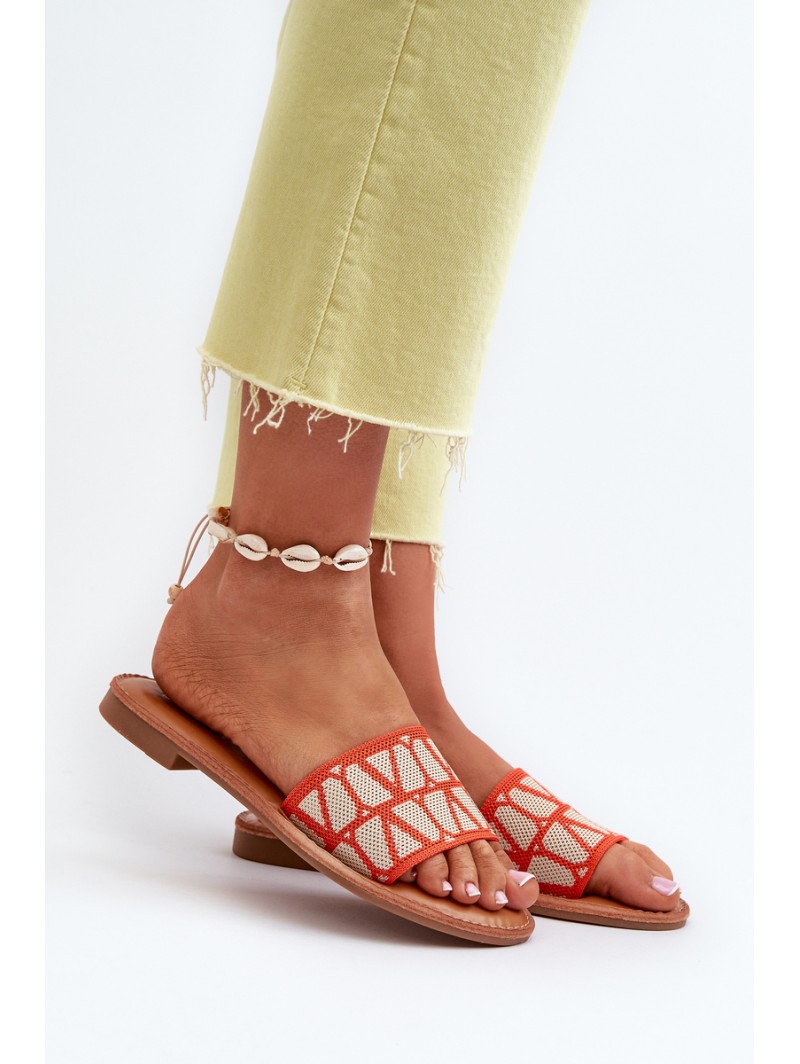Women's Flat Heel Sandals Orange Traivea