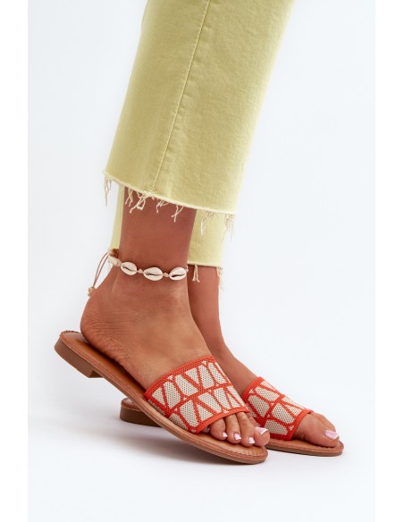 Women's Flat Heel Sandals Orange Traivea
