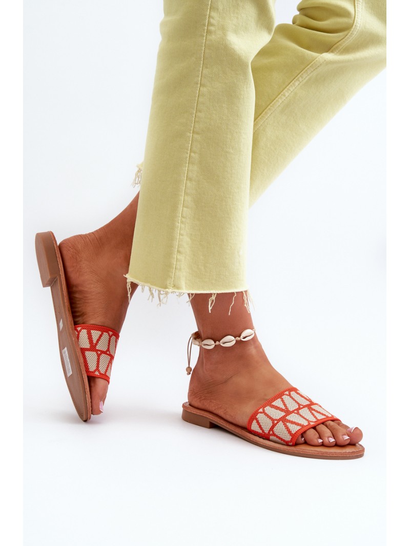 Women's Flat Heel Sandals Orange Traivea