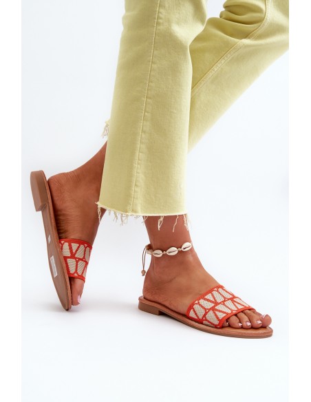 Women's Flat Heel Sandals Orange Traivea