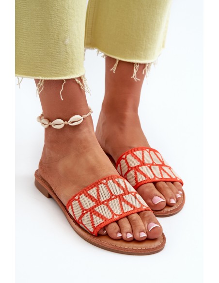 Women's Flat Heel Sandals Orange Traivea