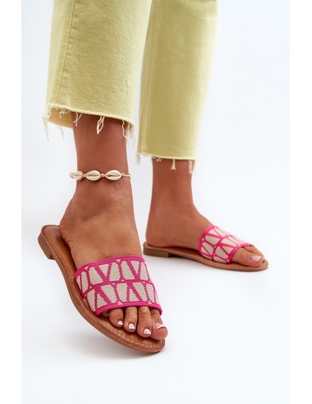 Women's Flat Heel Flip Flops in Fuchsia by Traivea
