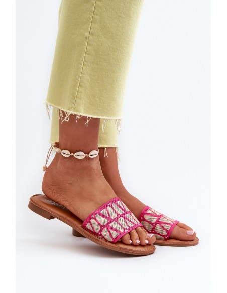 Women's Flat Heel Flip Flops in Fuchsia by Traivea